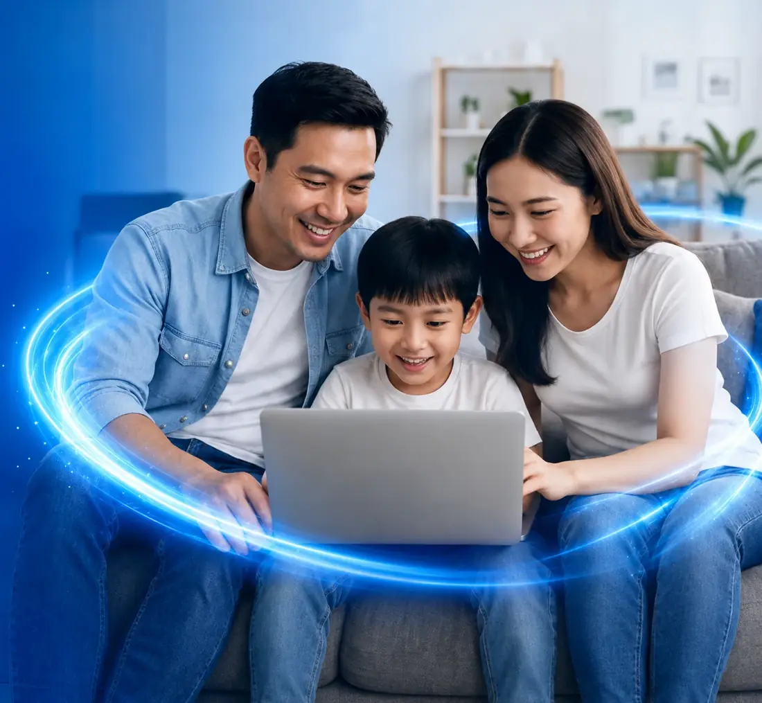 Keluarga menggunakan internet rumah